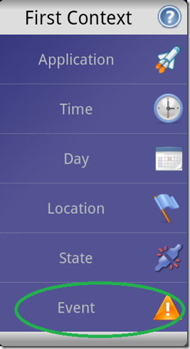 Выбор типа события в Tasker