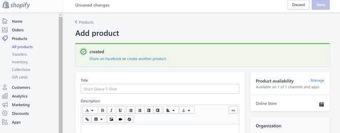 Поле заголовка и описания товара
