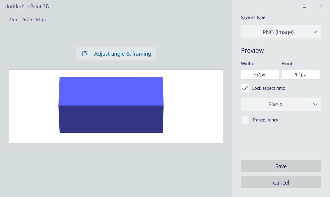 Выбор PNG в окне сохранения Paint 3D