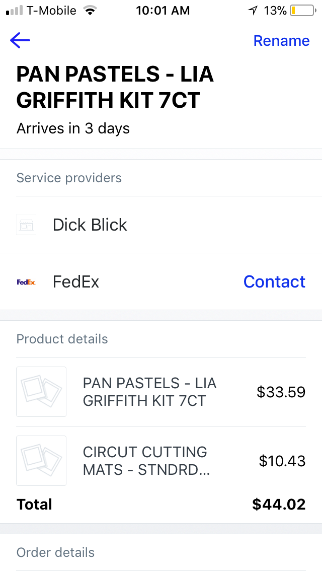 Просмотр деталей отправления в Arrive