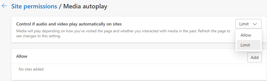 Edge автозапуск Limit Allow