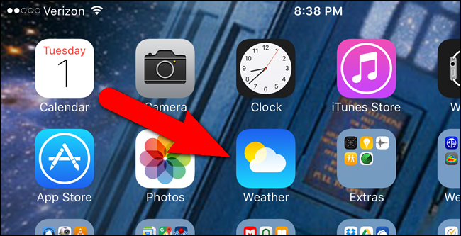Иконка приложения Погода на главном экране iPhone