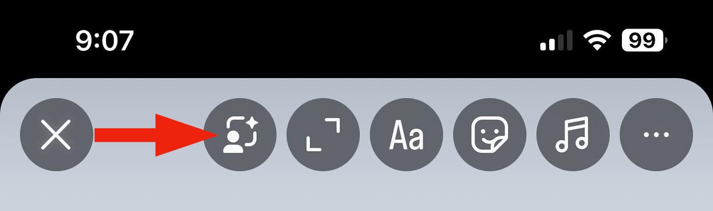 Instagram's AI backdrop button in stories. 