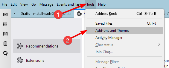 add-ons and themes thunderbird