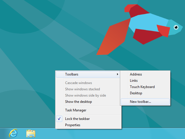 Контекстное меню панели задач и пункт 