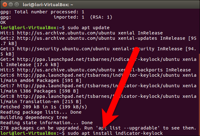 Установка Indicator Keylock в терминале