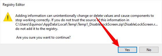 Подтверждение действий в Windows — нажмите «Да»