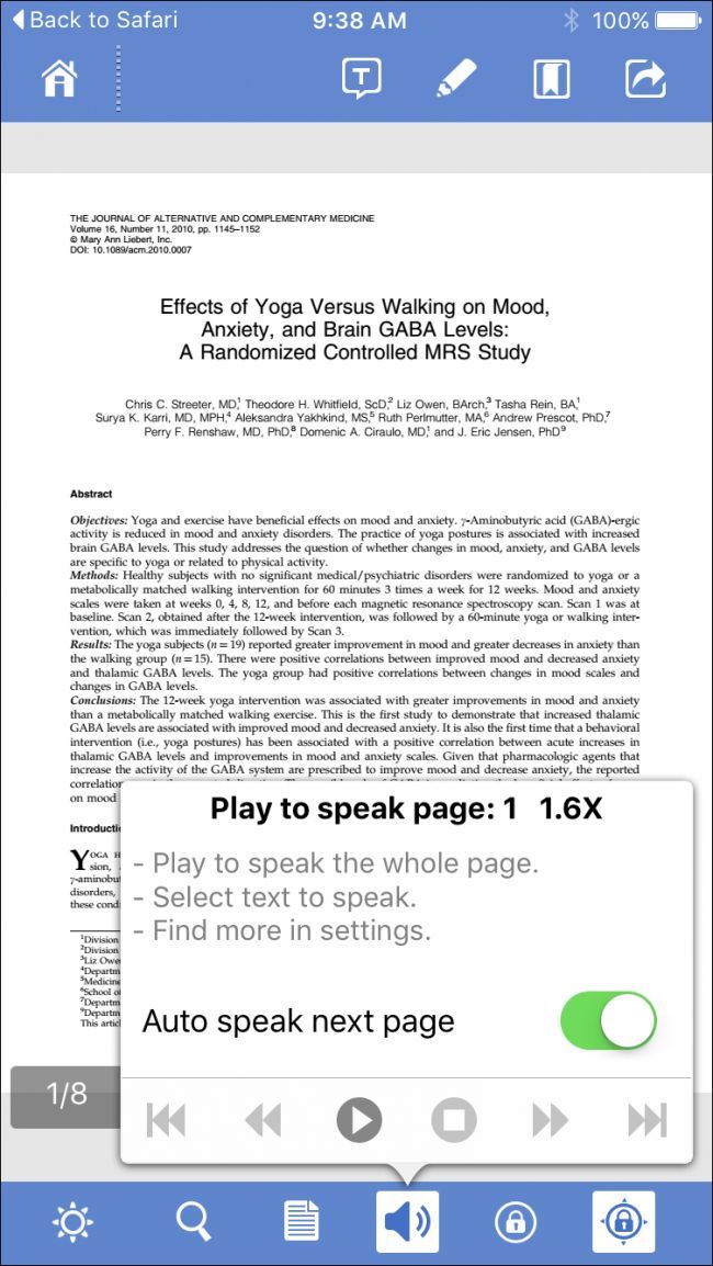 Текст в речь в Foxit — значок динамика