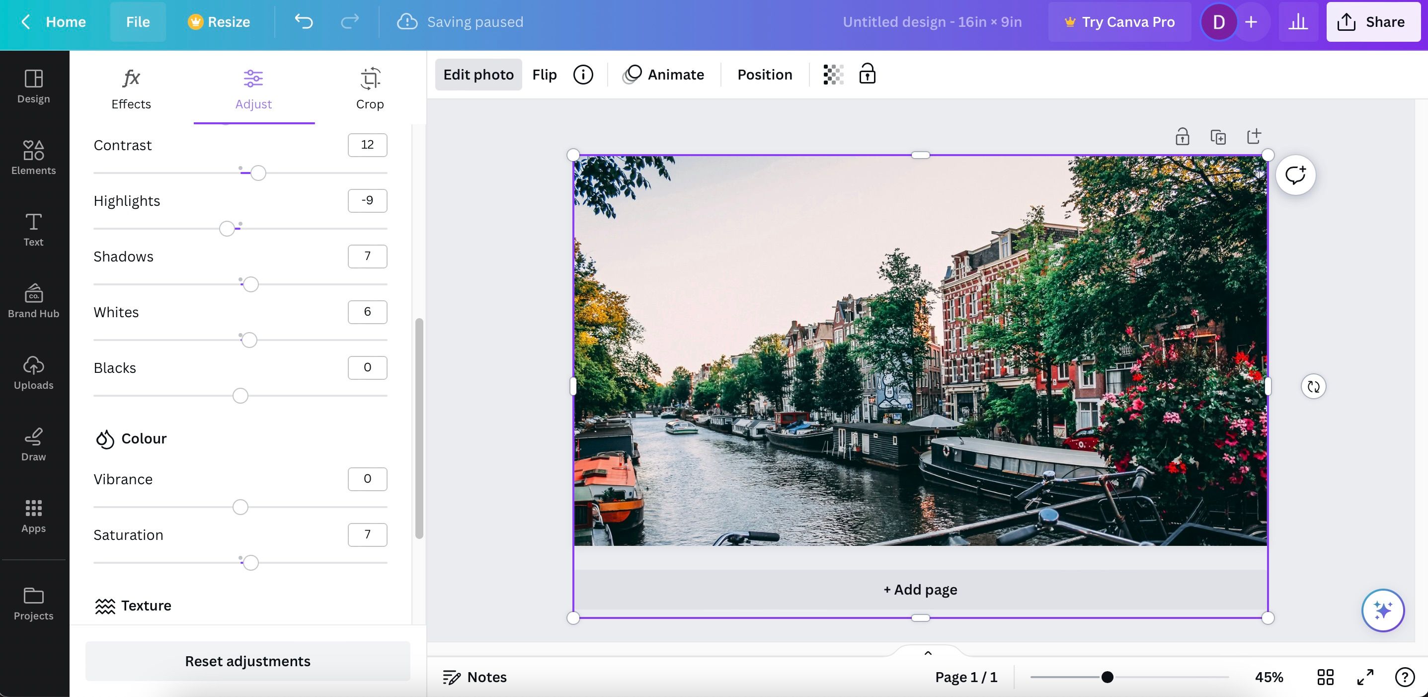 Слайдеры и эффекты редактирования в Canva