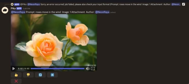 Pika анимирует изображение в Discord.