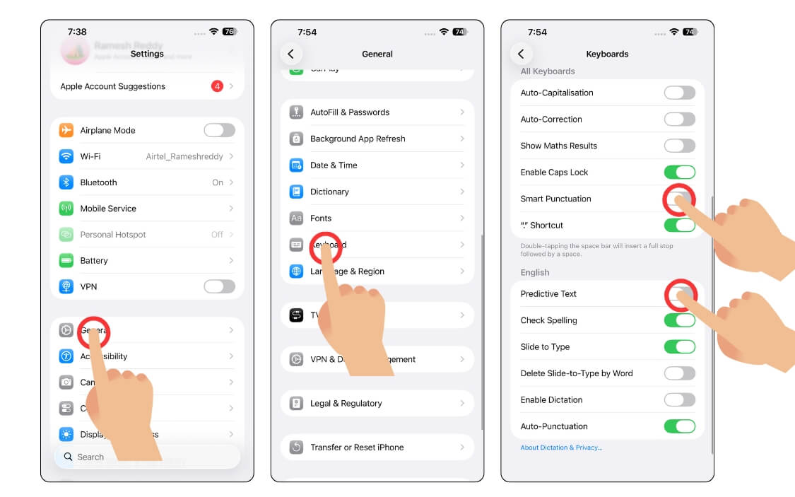 Настройки клавиатуры: автозамена и предиктивный ввод