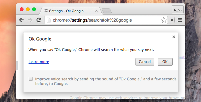 Включение OK Google в Chrome