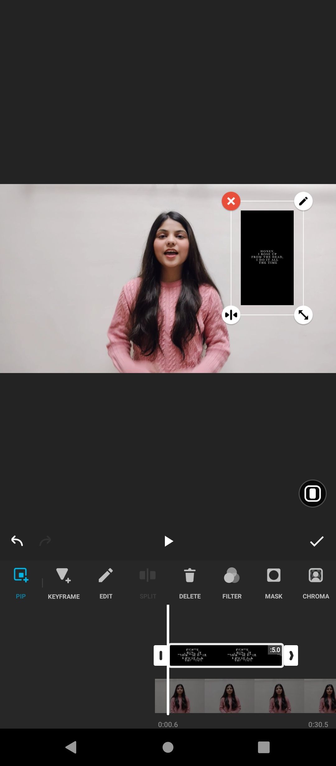 Пример PIP поверх видео