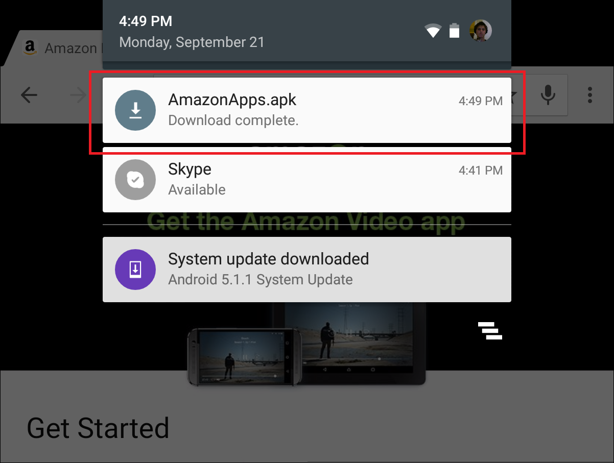 Установка Amazon Appstore .apk на Android, экран настройки безопасности