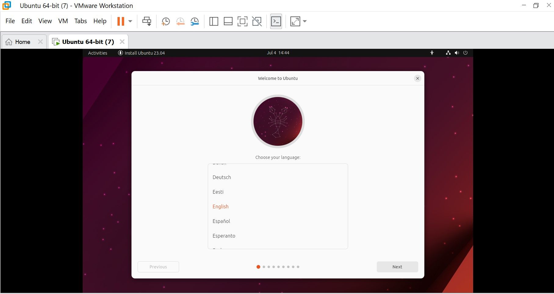 Select language menu on flutter-based installer