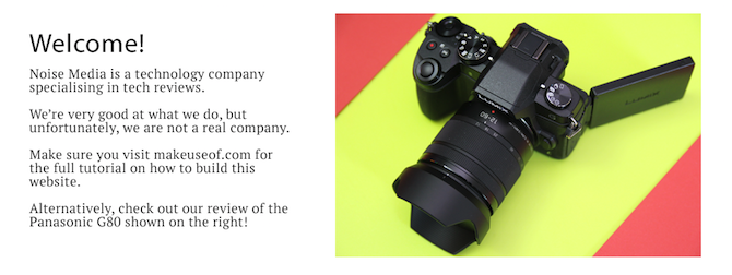 Главная область сайта — макет