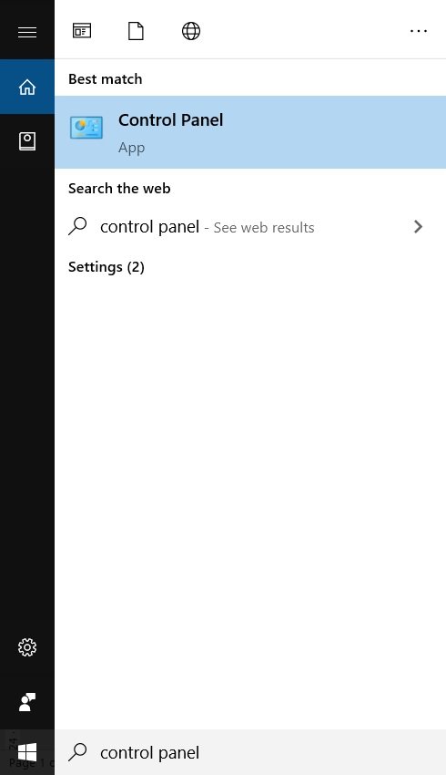 Поиск Панели управления в Windows