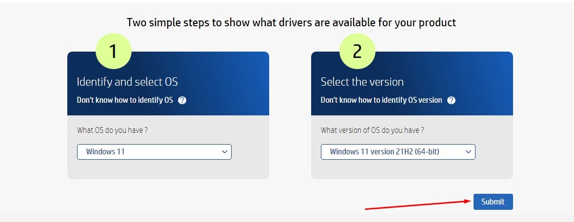 Выбор версии ОС на сайте производителя
