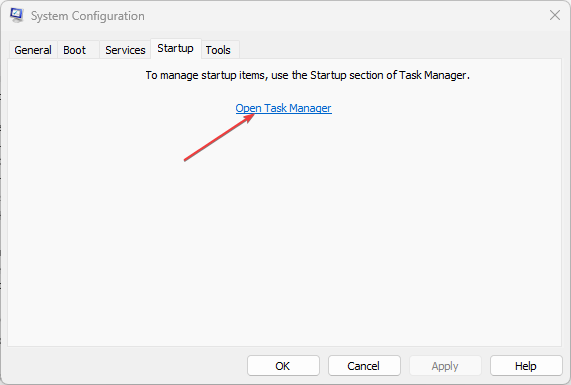 Переход к Диспетчеру задач из вкладки Автозагрузка