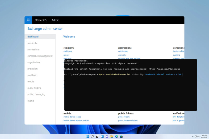 Обновление глобального списка адресов в Outlook