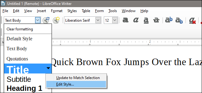 Редактирование стиля через меню
