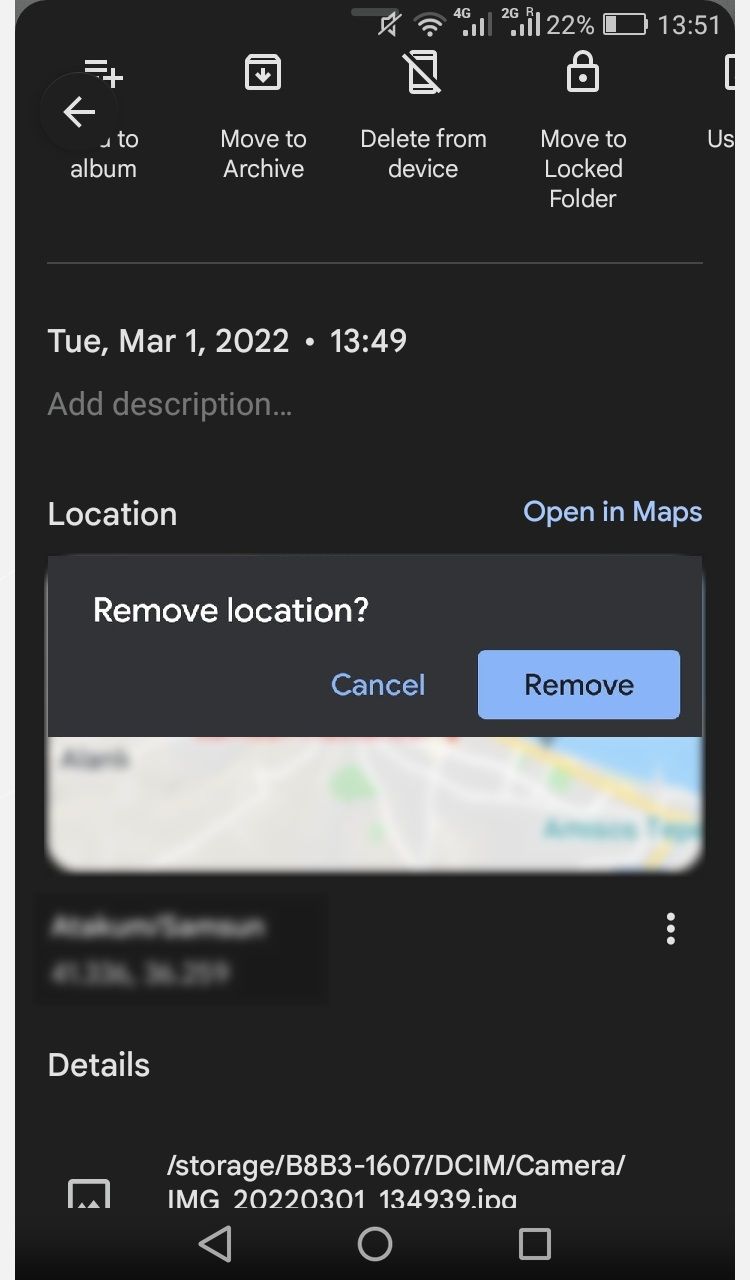 Photo app photo settings