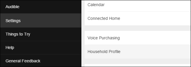 Скриншот меню настроек Amazon Alexa с пунктом Household Profile