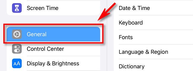 In iPad Settings, tap