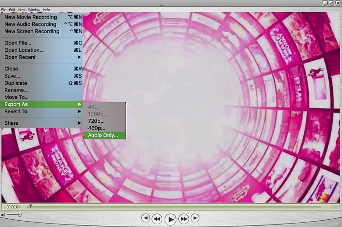 Окно QuickTime с проигрыванием видео на Mac