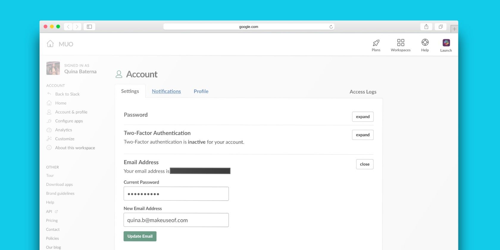 Сменить адрес электронной почты в Slack — инструкция