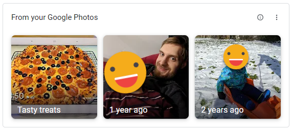 Карточка воспоминаний Google Photos на новой вкладке