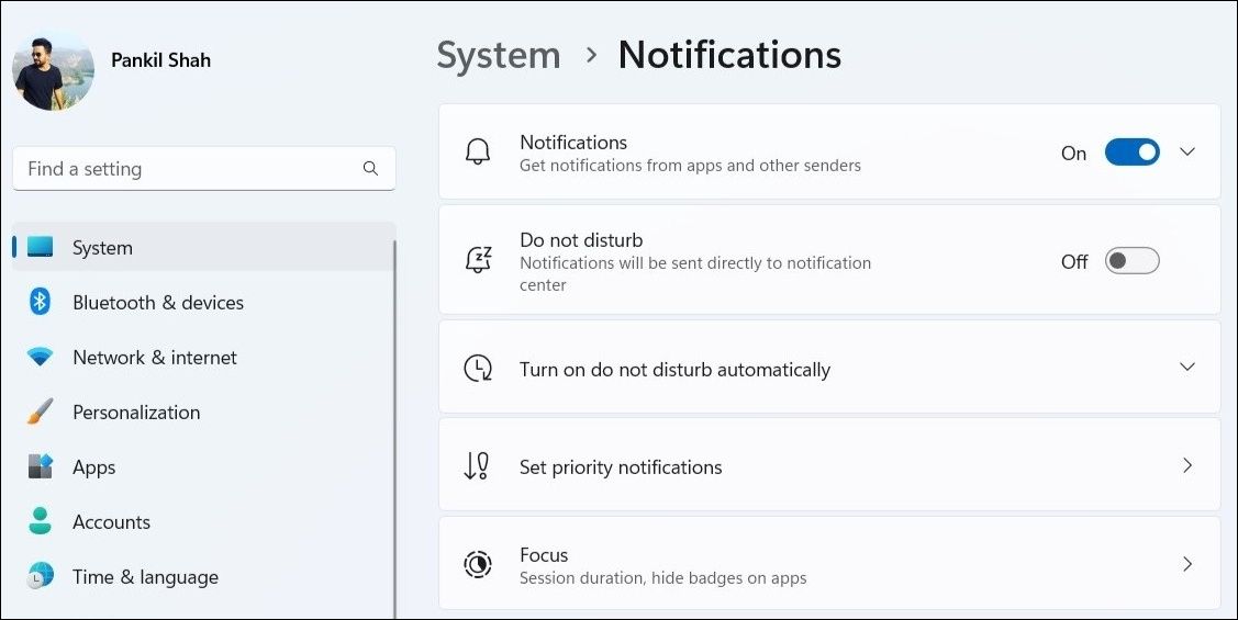 Включение уведомлений в Windows