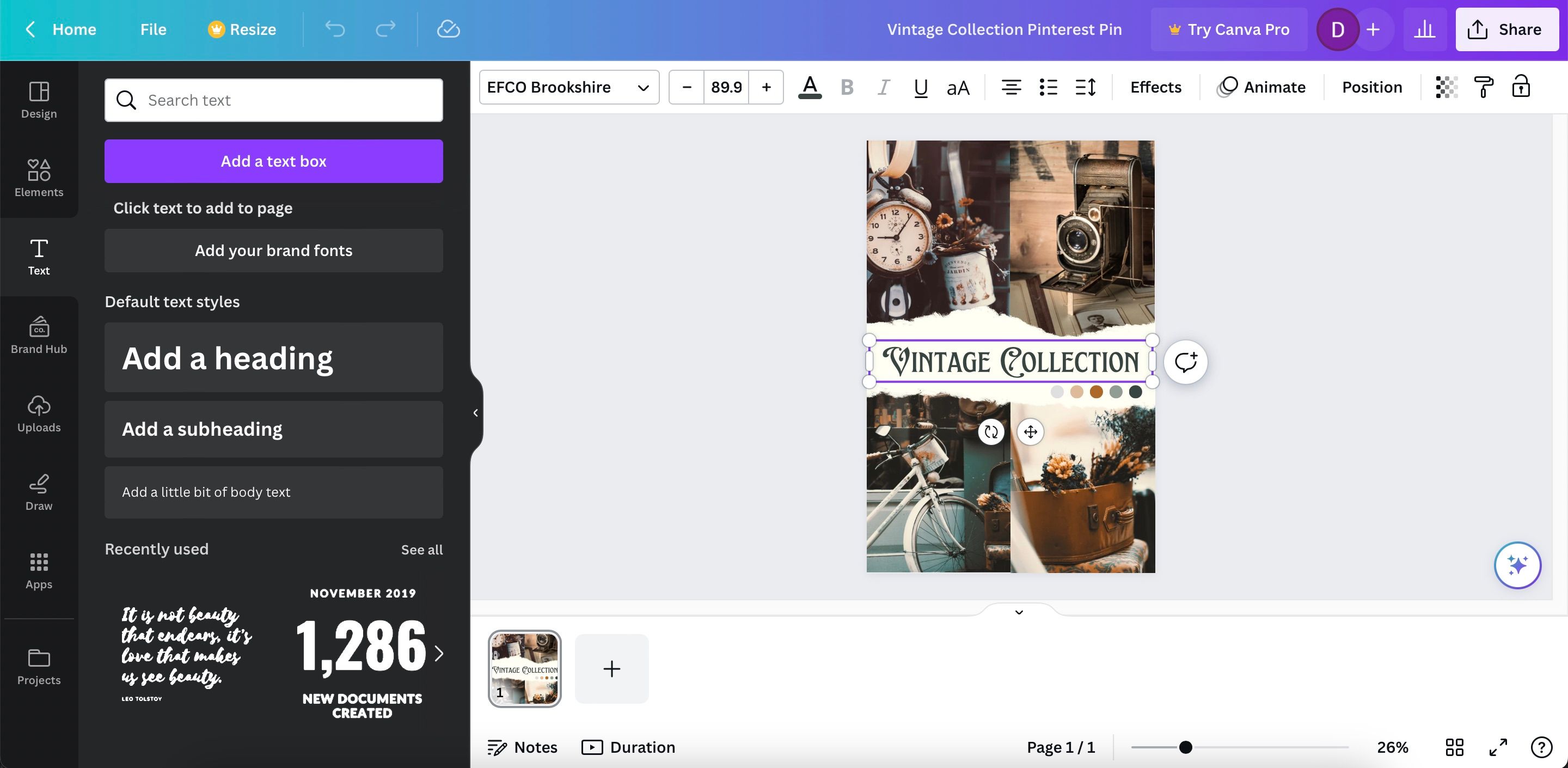 Во вкладке Text в Canva