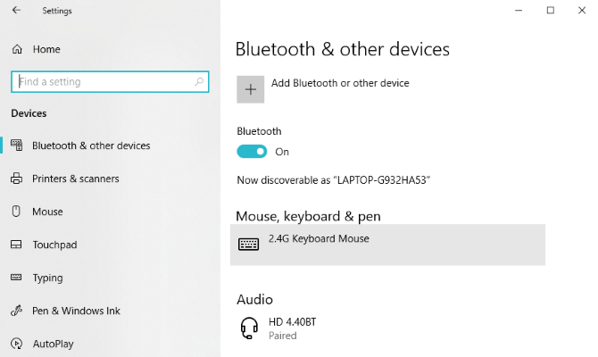 Панель Bluetooth в Windows 10