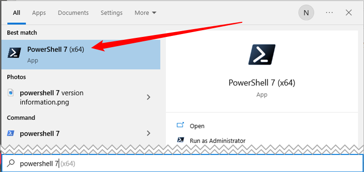 Поиск PowerShell в меню Пуск Windows