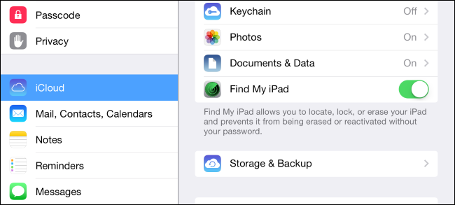 Настройки iCloud: переключатель 'Найти iPhone'