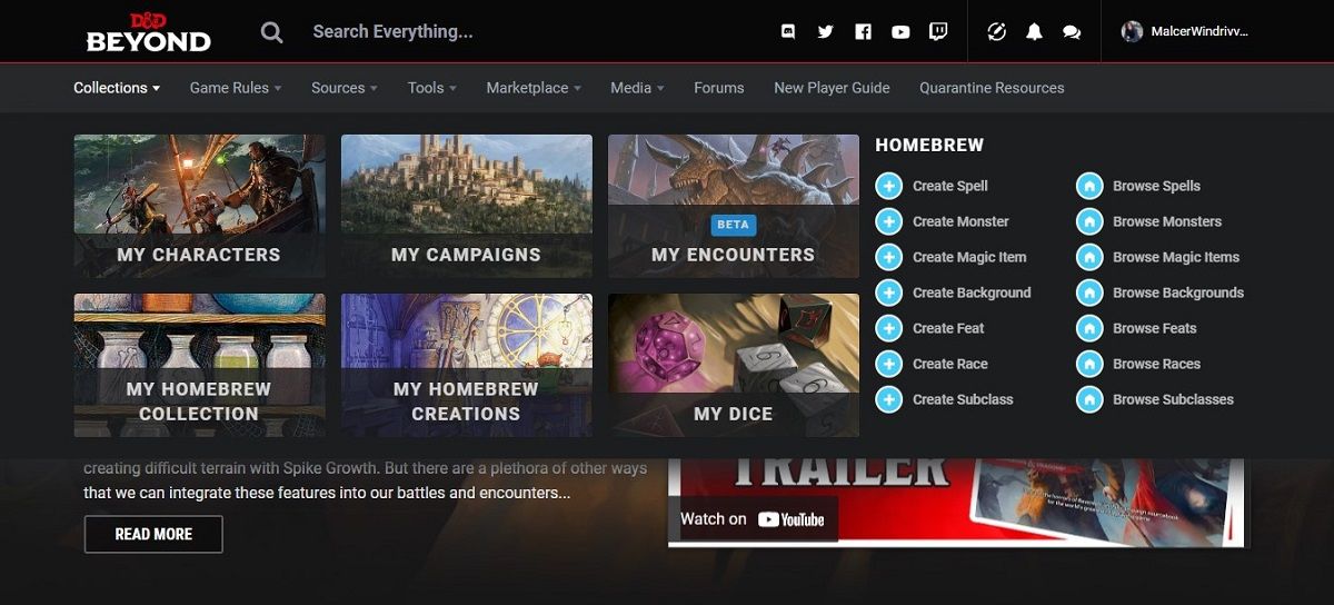 Менеджер коллекций и кампаний D&D Beyond