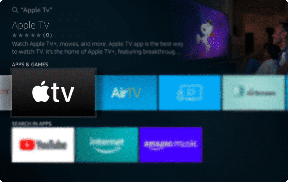 Поиск приложения Apple TV в Amazon Appstore на Firestick