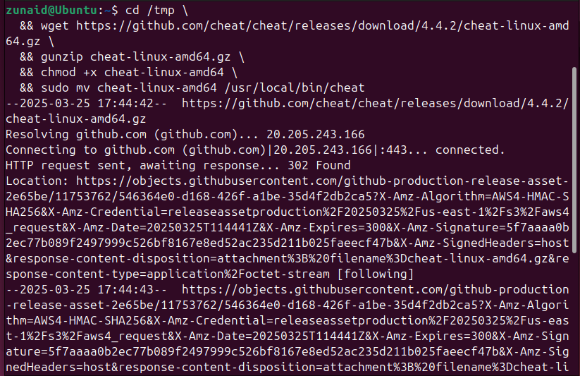 Installing cheat on Linux from GitHub.