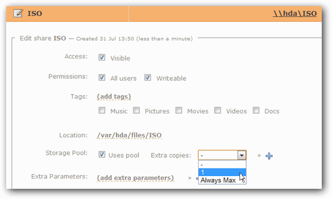 Настройка копий файлов и использование пула для общей папки