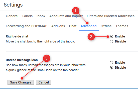 Включите «Дополнительно», активируйте «Чат справа» и сохраните изменения
