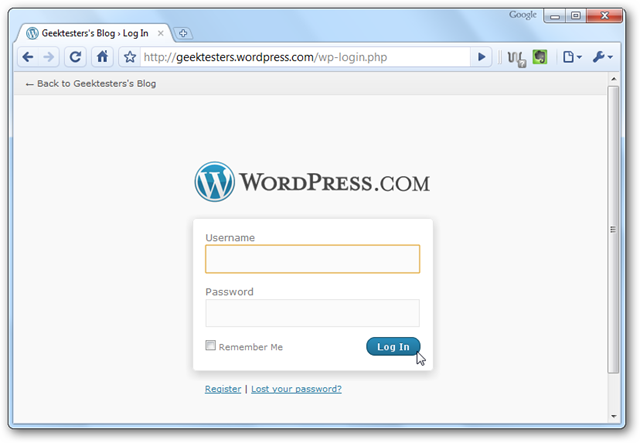Страница входа в админку WordPress