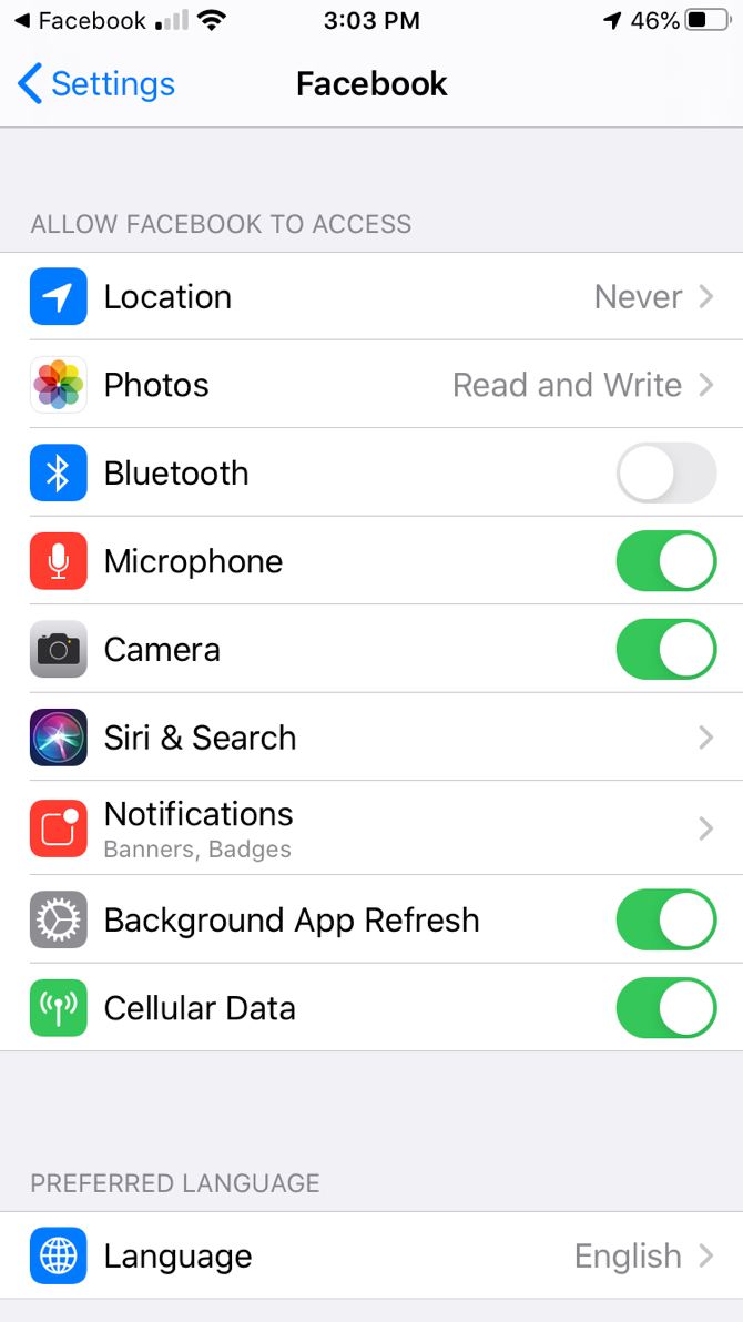 Настройки геолокации Facebook на iOS
