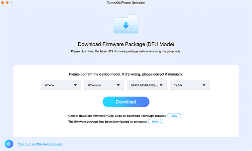 Параметры устройства и скачивание прошивки