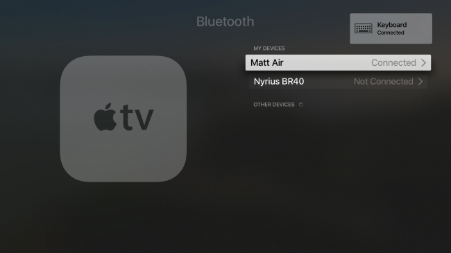 Список подключённых устройств в настройках Mac с Apple TV в составе