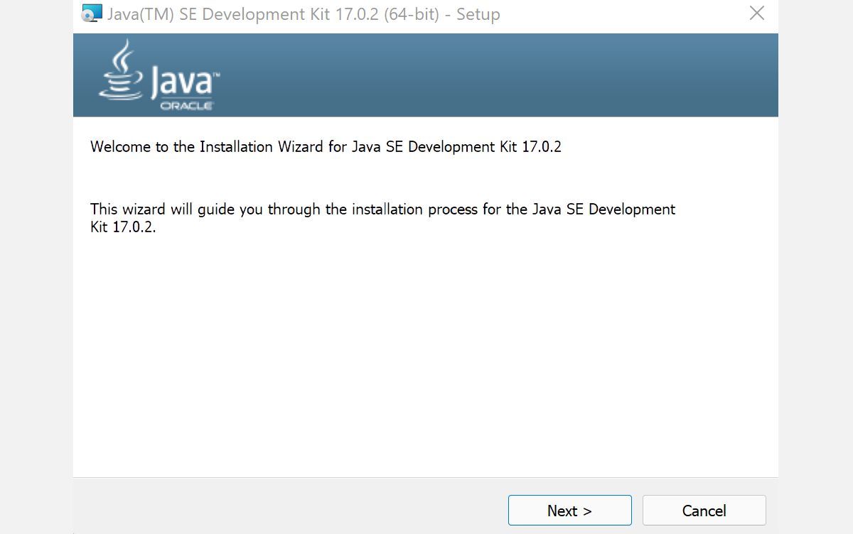 Меню установки Java Development Kit на Windows