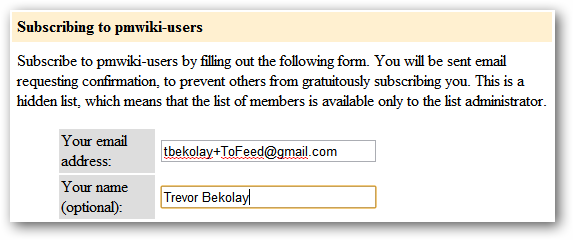 Esempio mailing list inoltrata nel feed
