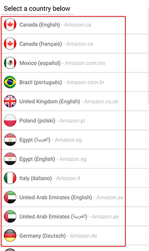 Смените язык в мобильном приложении Amazon