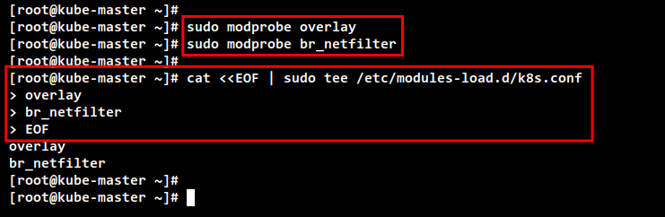 Загрузка модулей ядра overlay и br_netfilter