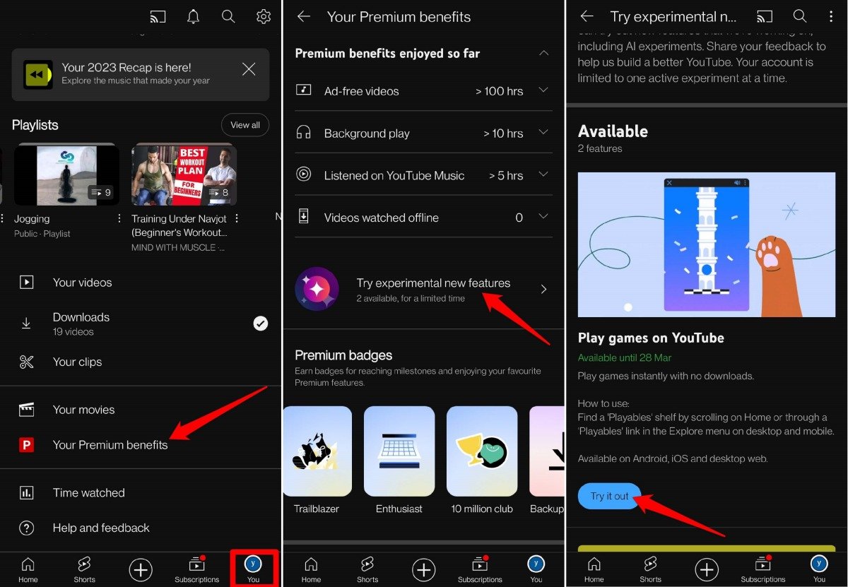 play games on Youtube android